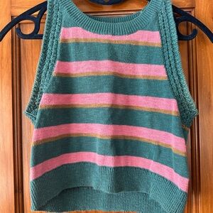 Madewell Embroidered Cropped Sleeveless Sweater – Size Small